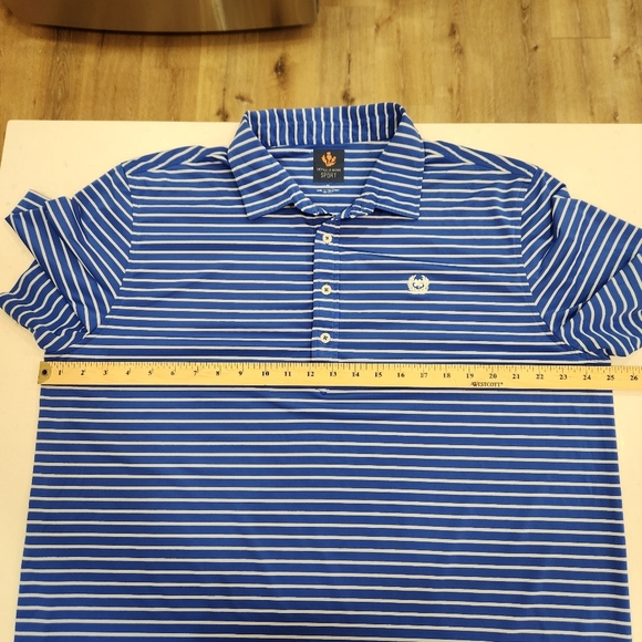 Donald Ross Sport Polo Shirt Mens XL Blue Striped Performance Stretch Breathable - Picture 7 of 9